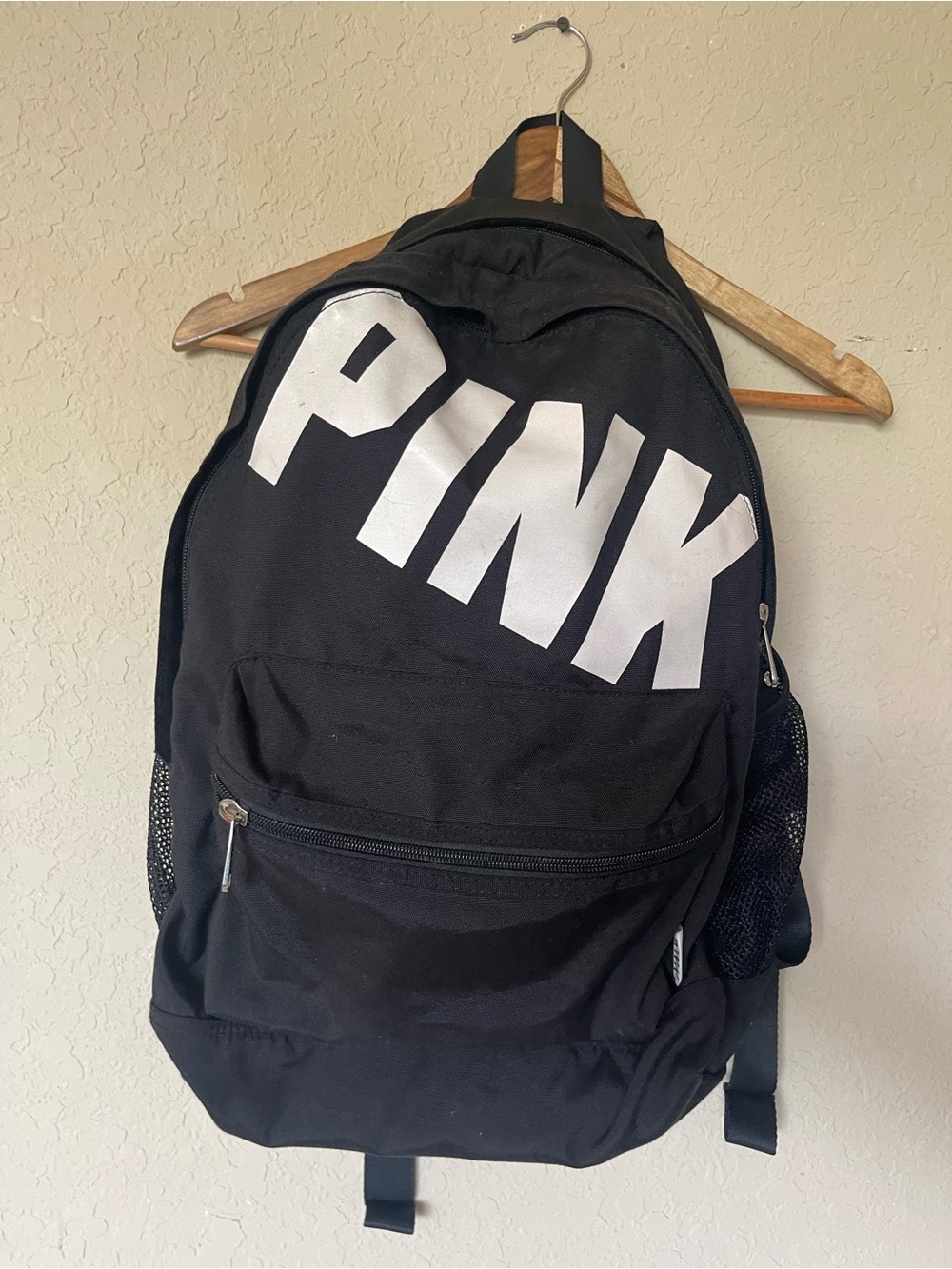 PINK Victoria's Secret Black Backpack with White Logo